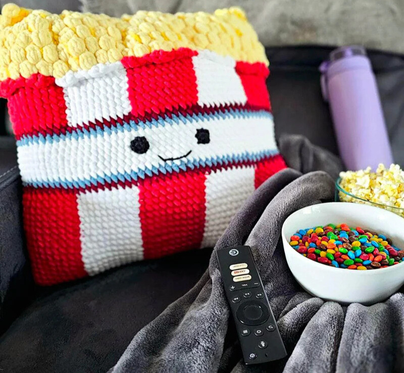 Cine en casa: El cojín de Palomitas de Crochet que todos quieren!