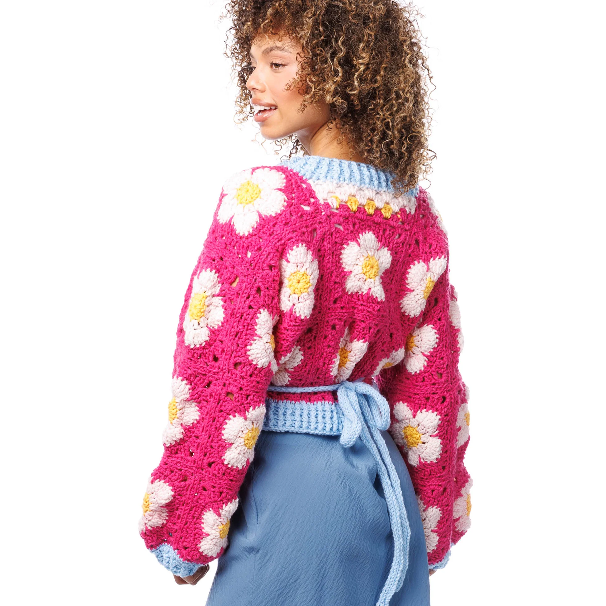 ¡Nuevo! Cárdigan Estilo Kimono Unión de Motivos Margaritas en Crochet