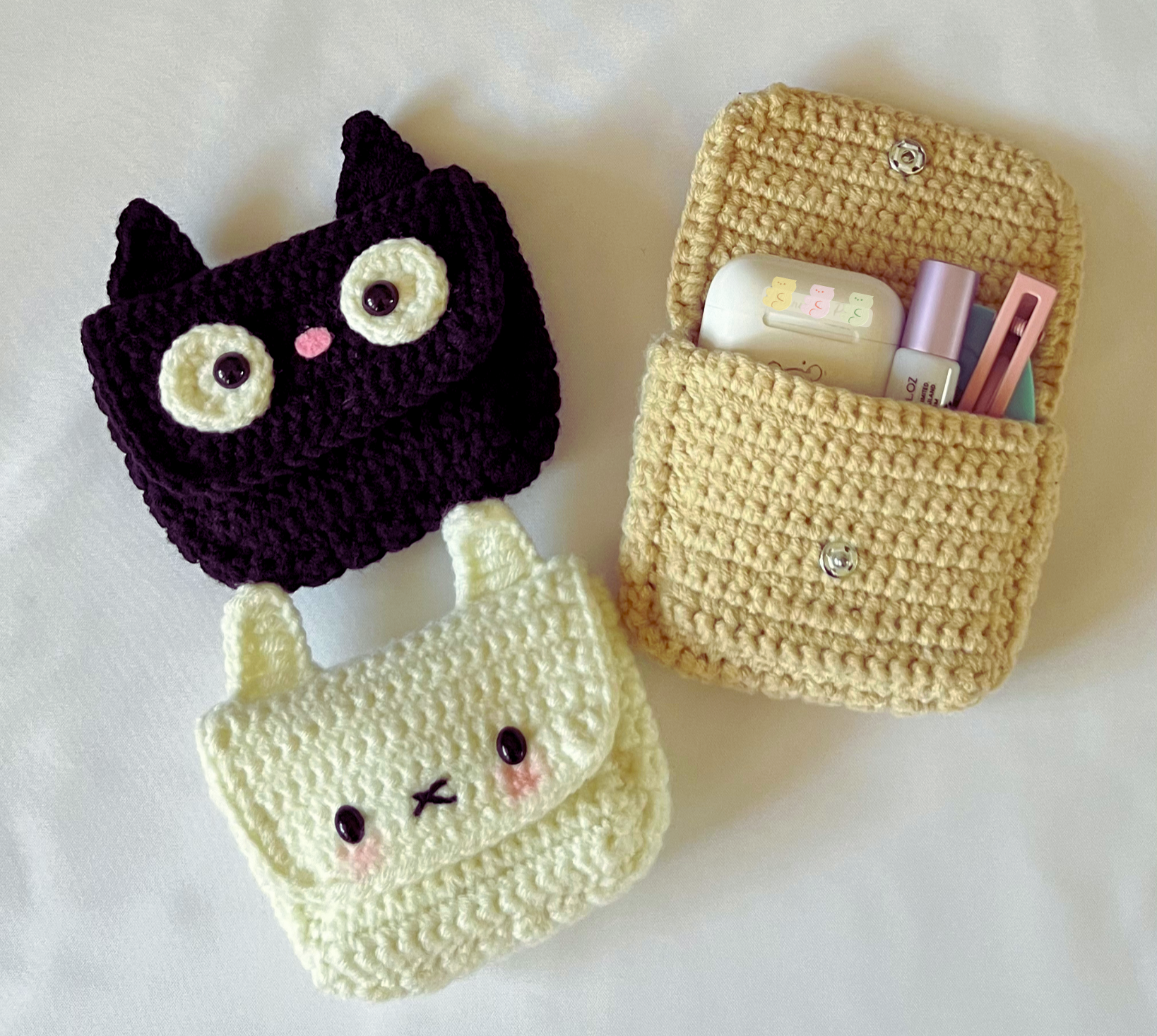 Auténticas Bolsitas Kawaii de Crochet para tus Accesorios de uso diario