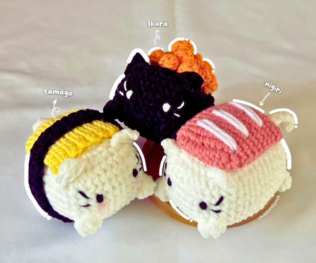 ¡Elige tu Menú de Ternura! Gatos Sushi Amigurumi PATRON GRATIS