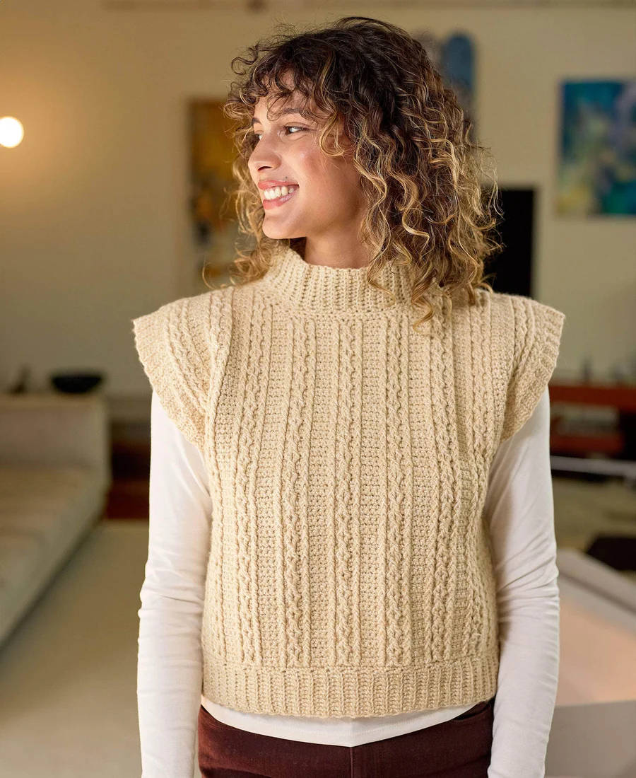 ¡Adiós Frío! Chaleco Cristina en Crochet PATRON GRATIS