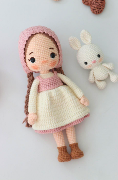 EL REGALO PERFECTO! Crea tu Propia Muñeca Amigurumi con Trenzas y Conejito PATRON PDF