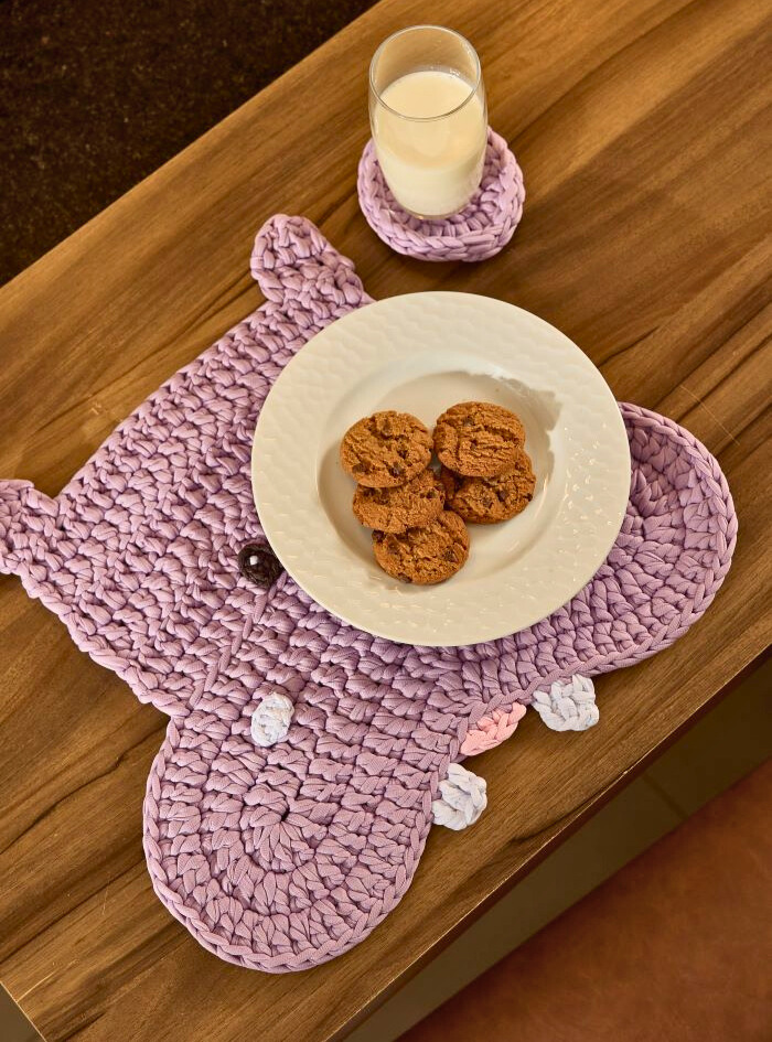 ¡Teje Sonrisas en cada Merienda! Mantel Individual Infantil de hipopótamo a Crochet PATRON GRATIS