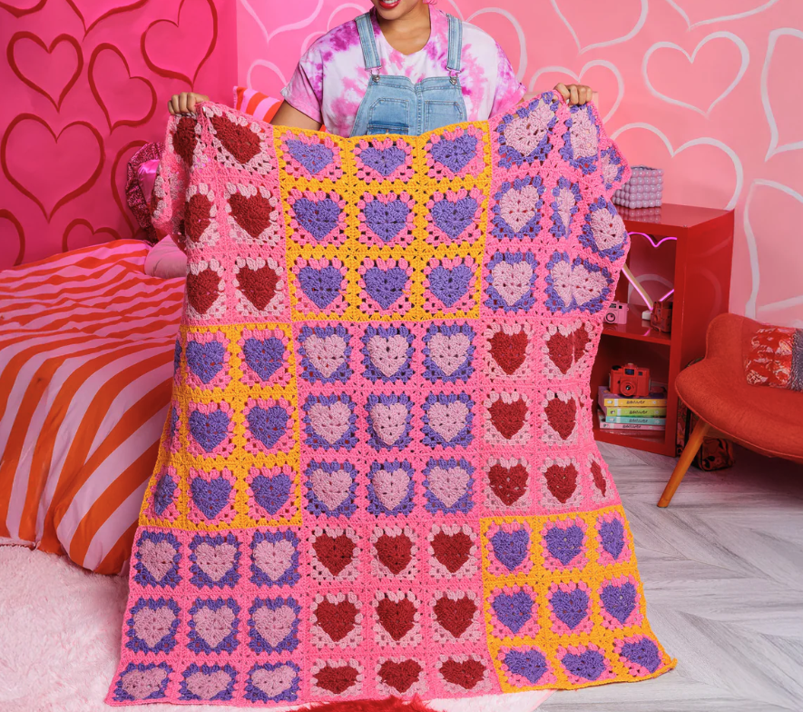 I LOVE YOU♥️! Manta de Corazones en Crochet para tu ser Amado PATRON GRATIS