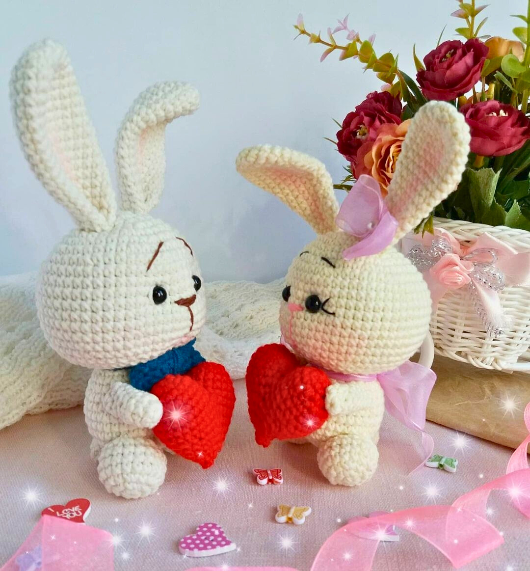 ¡No compres flores! Teje Amor! Conejo Amigurumi de San Valentín PATRON GRATIS